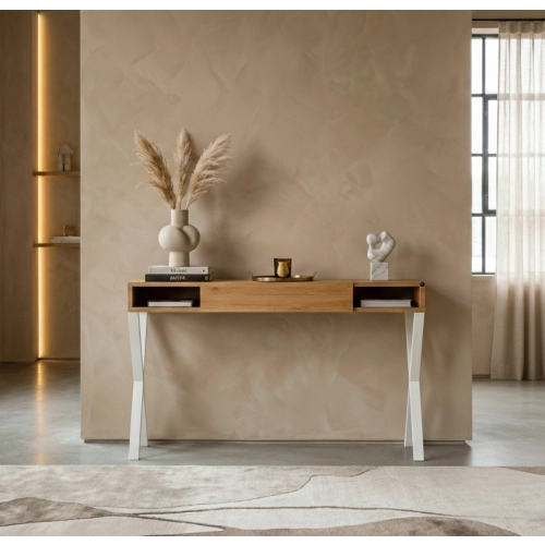 KONSOLA Z SZUFLADĄ DREWNO LITE DĄB OLCHA SKD-289